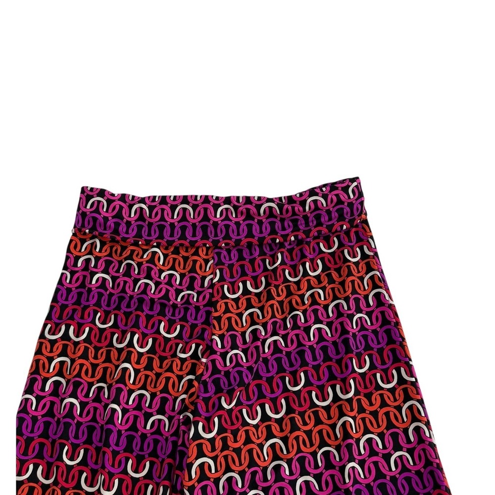 Trina Turk Pink Orange Geometric Chain Link Wide Leg Flare Pants - Women's Med. - Picture 4 of 6